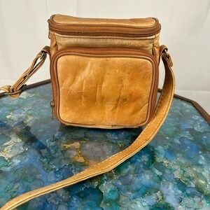 Vintage d'brozzi inc. Tan Leather Satchel with Cotton Inside